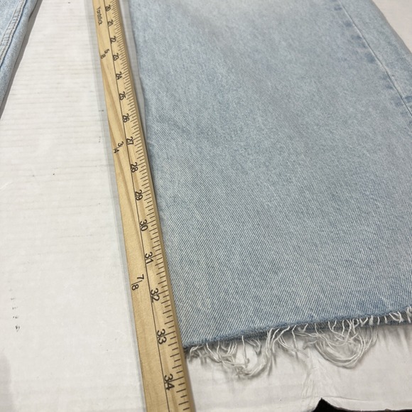 Zara Jeans Mens 44 Distressed Light Wash Straight Leg Raw Hem High Rise Denim - Picture 4 of 9